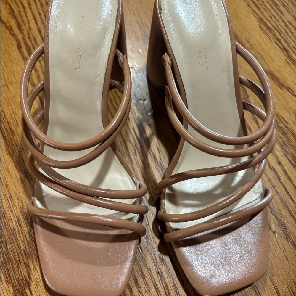 Nine West Tan Strappy Heels